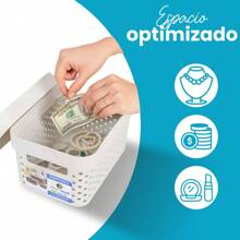 Kit Of 2 Modern Plastic Organizer Boxes With Lids - Lilac Purple - View 7