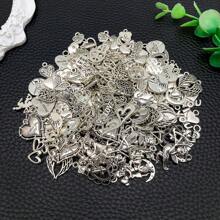 20/30/50/100/200/300pcs Wholesale Bulk Lots Jewelry Making Silver Charms Random Mixed Smooth  Silver Metal Charms Pendants DIY For Necklace Bracelet Jewelry Making And Crafting - Antique Silver - View 15