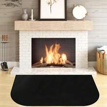 Flame Resistant & Heat Resistant Fireplace Mat, Double-Layer Fiberglass Indoor Fireplace Pad, Large Round Corner Outdoor Fire Pit Mat