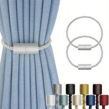 Creative No-Drill Iron Window Tie Bands, High Magnetic Force Magnetic Woven Simple Magnetic Suction Cylindrical & Conical Curtain Tie Backs