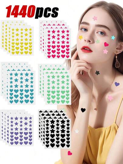 1440/720/360/180/36 miếng dán hình ngôi sao, hình dán ngôi sao siêu dễ thương cho mặt, hình dán trang trí ngôi sao hoạt hình cần thiết cho ảnh, phù hợp cho nhiều bữa tiệc, tụ họp và hoạt động vui chơi, hình dán ngôi sao năm cánh nhiều màu sắc kích thước, hình dán trang trí mặt DIY cho lễ hội âm nhạc Y2K, hình dán trang trí chụp ảnh lễ hội, Halloween, Giáng sinh, hình dán mặt lễ hội ngoài trời (Không dùng để trang điểm)