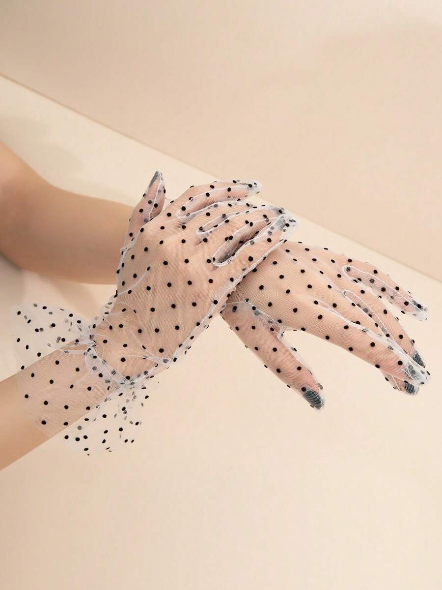 1 Pair Lace Transparent Gloves, Suitable For Daily Wear Arm Warmers Autumn Fall Fashion