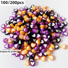 100/200pcs 8mm Acrylic Beads, Center Beads, Love Beads, Orange, Black, Purple, Halloween Holiday Beads, Party Decoration Beads, DIY Accessory Beads, Can Be Made Into Bracelets, Bracelets, Bracelets, Phone Chains, Decoration Beads