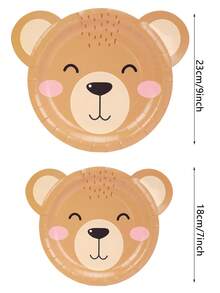 10pcs/20pcs/50pcs Brown Teddy Bear Paper Plates Fun Bear Shaped Birthday Cake Plates Dinner Food Snack Paper Plates Trays And Festive Dinnerware For Picnics Themed Celebrations With Friends And Family Babe Shower Birthday Decorations - Multicolor - View 2