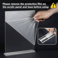6pcs Set Acrylic Sign Holder, Vertical T-Shape Plastic Sign Holder With Stand, Double-Sided Clear Tabletop Acrylic Brochure Holder For Restaurant, Office, Shop, Home, Photo Frame Display - Transparent - View 7