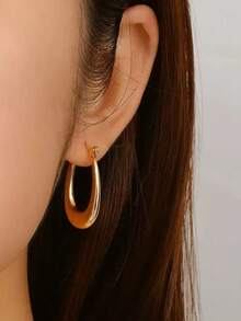 1 Pair Women's Minimalist Stainless Steel U-Shaped Earrings, Fashion Elegant Earrings