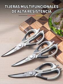 [Tijeras de Cocina Profesionales]Tijeras Multifunción de Acero Inoxidable - Corte Potente para Pollo, Carne y Verduras - Diseño Ergonómico Antideslizante - Ideal para Hogar y Parrillas - Incluye Funda Protectora (Color Plata Clásico)​ - Color acero inoxidable - Ver 5