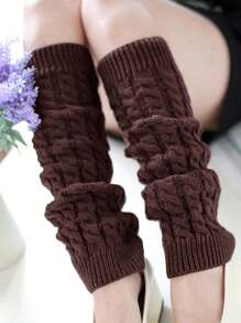1pair Plush With Wool Fried Dough Twists Socks Knitted Wool Warm Leg Boots