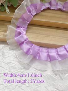 2-10 码缎面欧根纱蕾丝边饰 2 层褶皱荷叶边雪纺丝带 1.57 英寸褶皱边饰面料用于布料缝纫刺绣贴花婚礼工艺品丝带缝纫