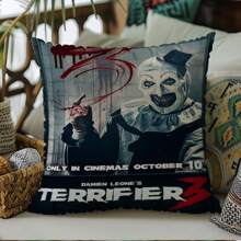 WB 1PC Terrifier Movie Art The Clown Horror Classic Movie Pillow Cushion Cover Pillowcase Living Room Sofa Home Decor Customized
