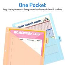 8 Pack 3 Ring Binder Dividers, 8 Tabs Macaroon Color Binder Dividers With Pockets For US Letter Size, Binder Dividers For School Office And Home Organization - Multicolor - View 6