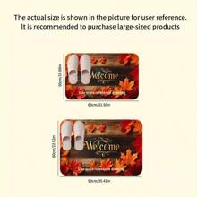 1pc Crystal Velvet Entrance Doormat, Decorative Modern Wood Grain Maple Leaf Non-Slip Outdoor Rug Set