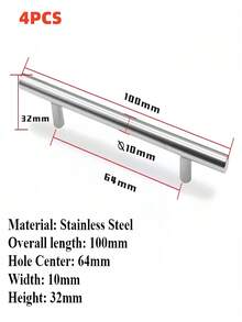 1PC Silver Cabinet Pulls Stainless Steel Kitchen Drawer Pulls Door Handles And Knobs Bathroom Bedroom Furniture Cabinet Handles - Silver - View 18