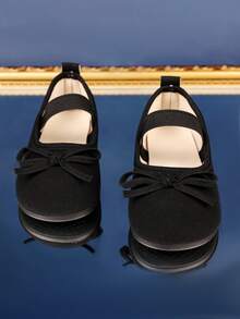 1 Đôi giày bệt đen kiểu slip-on cho bé gái lớn, chất liệu da lộn PU, trang trí nơ, mũi tròn, đế mềm, thoải mái, giày công chúa thường ngày phù hợp cho bé từ 1-12 tuổi, đi chơi, dự tiệc, du lịch, trong nhà/ngoài trời, hàng mới về mùa xuân/thu 2026. - màu đen - Xem 6
