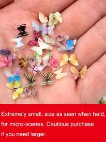 100 只/60 只/40 只/10 只微型混合蝴蝶微型 - 仙女花园装饰、微景观 DIY 工艺品装饰礼品花、微型玫瑰、仿真花、蝴蝶花粉收集装饰、婚礼派对礼品装饰、花园装饰、花卉模型、花园装饰