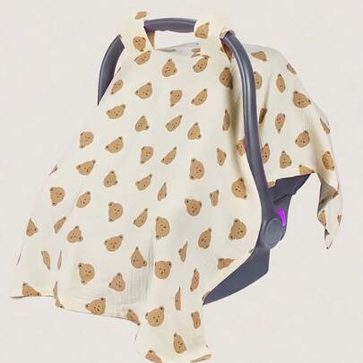 1 pieza Cubierta de toldo con diseño de oso para cochecito de bebé, sombrilla transpirable, fácil de transportar, apta para cochecito, carriola, silla de paseo, unisex para niños y niñas