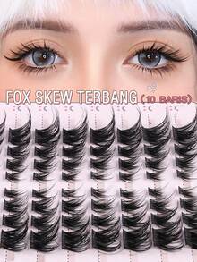 MAGEFY 80/122pcs DIY False Eyelash Clusters, Fox Eye False Eyelash Clusters, Cat Eye False Eyelashes, Natural Eyelash Extensions, Thick Individual False Eyelashes, Faux Mink False Eyelashes, 2 Styles Available, Eyebrow Clip Included - C - View 10