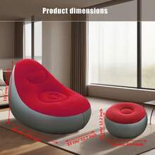 Two Piece Inflatable Sofa Set, Thick PVC Sofa, Portable Inflatable Sofa, Suitable For Camping, Beach Parties, Dormitory Living Rooms - 酒紅色 - 查看 11