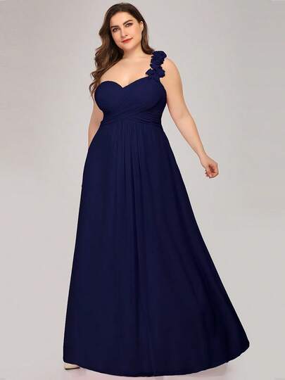 Plus Size Sexy One-Shoulder Chiffon Bridesmaid Evening Dress