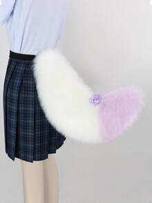 Fox Tail Costume Cosplay Handmade Animal Tail Plush Fluffy Tail Multi-Color Simulation Dog Tail Lolita Fox Comic Exhibition Accessories Halloween Party Cute Accessories - Trắng tím - Xem 2