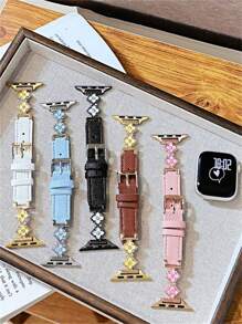 New Plum Blossom Leather Strap Compatible With 38/40/41/42/44/45/46/49mm Compatible With Apple Watch Strap Ultra/S10/9/8/7/6/5/4/3/2/1