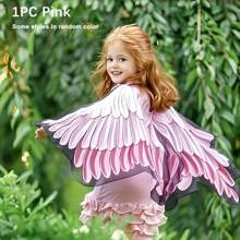儿童仙女翅膀斗篷服装装扮玩具，多色鹰翼，适合生日、节日、万圣节、舞台表演 - 彩色 - 查看 11