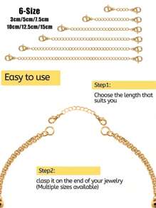 3/6/12pcs Stainless Steel Chain Extender, Necklace Bracelet And Anklet Necklace Chain Extender, Used For Jewelry Making (2.36in 3.93in 5.90in)