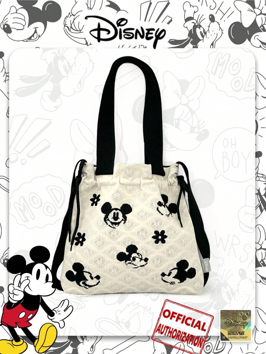 Disney Disney Mickey Mouse Drawstring Shoulder Bag, Handbag For Shopping, Travel And Commuting