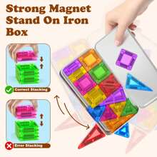 ODAPTO 20/38/60pcs Mini Magnetic Tile Toys With Metal Box, Portable Magnetic Building Blocks, Convenient For Play & Storage, Suitable For Festival & Birthday Gifts