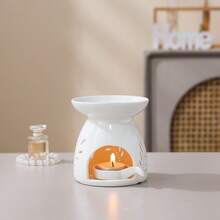 Duży ceramiczny świecznik typu tealight, pusty wzór, zestaw świec tworzących przytulną atmosferę, dyfuzor olejków eterycznych, kadzielnica, podgrzewacz do wosku, wystrój domu