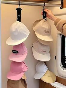 8-Clip Stainless Steel Baseball Cap Rack, Can Hold 16 Hats. This Cap Organizer Is Suitable For Home And Wardrobe, Versatile For Various Occasions. Can Be Used For Summer Clothing Storage And Home Decor. - Multicolor - View 8