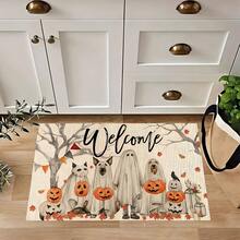 1 pieza Felpudo de Halloween, estampado abstracto de fantasma, animal y calabaza de dibujos animados, antideslizante de diatomita, alfombra de cocina, felpudo, alfombra rectangular impresa en 3D, adecuada para sala de estar, dormitorio, pasillo, baño, lavandería, decoración del hogar interior y exterior - Multicolor - Ver 8