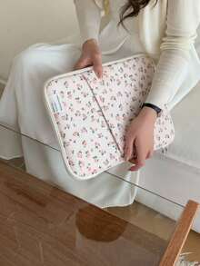 花卉笔记本电脑包，兼容 iPad/兼容 Macbook 10-11 英寸 13-14 英寸，多口袋存储配件，可爱平板电脑内袋笔记本电脑包，适合女士 Macbook 保护套，大学必备品，返校笔记本电脑套，秋季大学必备品 - 彩色 - 查看 16