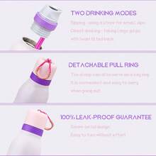 Owalaa Pinkish Purple Water Bottle 24oz,710ml,With Straw,Suitable For Carrying Out,Heat Preservation Time More Than 24 Hours,Cold And Hot Water Can Be Insulated,Can Make Coffee,Frozen Drinks,Suitable For Camping,Work,Indoor And Outdoor Use - 淡紫色 - 查看 9