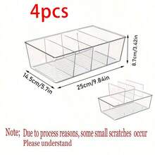 2 Packs Clear Plastic Storage Bins, 4-Compartment Tea BagStorage, Divided Food Storage Organizer Bins For Pantry,Kitchen, Fridge, Cabinet,Packets Spices, Pouches Snacks - Clear - View 14