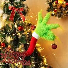1pc Christmas Elf Body Tree Decor Arm, Fluffy Green Monster Elf Arm For Christmas Tree Decoration