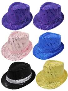 D EXCEED 1/2/3/6/9PCS Fashionable Sequin Fedora Party Hat, Unisex Sparkling Accessory For Costumes, Parties, Events & Everyday Style