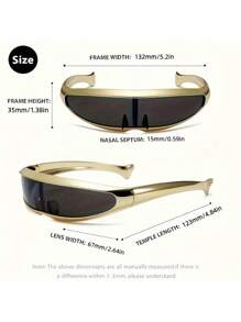 1副未来主义一体式镜面时尚眼镜，独特的鱼形电镀设计，适合日常佩戴 - 銀色 - 查看 5