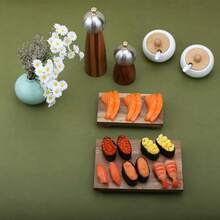 1pc Rectangular Wooden Sushi Tray With Base, Wooden Cooking Rack, Sashimi Sushi Platter, Suitable For Home Kitchen, Restaurant, Hotel, Kitchen Utensil Accessory