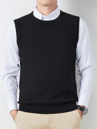 Autumn/Winter New Sleeveless Knitted Crew Neck Pullover Vest
