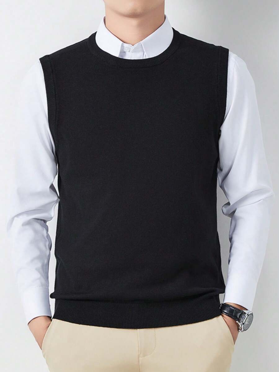 Nuovo Gilet Smanicato Lavorato a Maglia con Collo Equipaggio, Autunno/Inverno