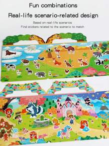 Reusable Sticker Books For Kids, 6 Sets Travel Removable Toddler Sticker Books For 3 4 5 Year Old Girls Boys Birthday Gifts Educational Learning Toys - Ocean & Zoo Animals