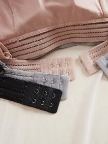 3 SETS French V-Shaped Solid Color Lace Flower Detachable Chest Pad Bra, Wireless Soft Cup Breathable Multicolor Bra & Panties Underwear Set Lingerie Set