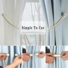 Creative No-Drill Iron Window Tie Bands, High Magnetic Force Magnetic Woven Simple Magnetic Suction Cylindrical & Conical Curtain Tie Backs