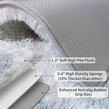 Soft Fluffy Shag Throw Area Rug, 2x4 Black, Non-Slip Bedroom, Hallways, Bedside, Dorm, Living Room - Long Shaggy Rug - 紮染灰色 - 查看 6