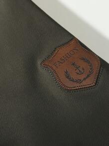 秋冬新款男士长袖夹克，翻领休闲时尚百搭夹克，多口袋军绿色纽扣夹克，复古夹克 - 卡其色 - 查看 4