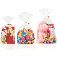 25pcs Flat Bottom Gusset Processing Bag, Transparent Cellophane Gift Bag, Gift Bag With Kink Tie, Gift Bag For Birthday Party Party, Christmas Halloween Small Gift Bag - Multicolor - View 2