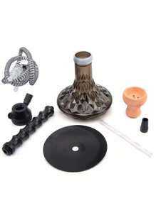 20-calowy, 1-częściowy, kompletny zestaw do fajki wodnej (pojedynczy wąż), zestaw do fajki wodnej z wysokiej jakości plastikową butelką, zestaw do fajki wodnej z pojedynczym wężem bambusowym, elastyczny wąż do shishy, ceramiczne akcesoria do misy (zawiera misę, wąż, szczypce, tackę na węgiel drzewny)