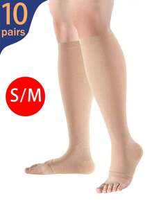 1/2/5/7/10 Pairs Open-Toe Knee High Compression Socks (2 Pairs) - 15-25 MmHg For Sports, Running, Cycling | Maternity, Nursing | Women & Men | Circulation Support, Y2K