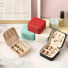 1 Pc Portable Mini Solid Color Jewelry Box - Lightweight And Dust-Proof Design Travel/Home Jewelry Storage Box Great Gift - Pink - View 6